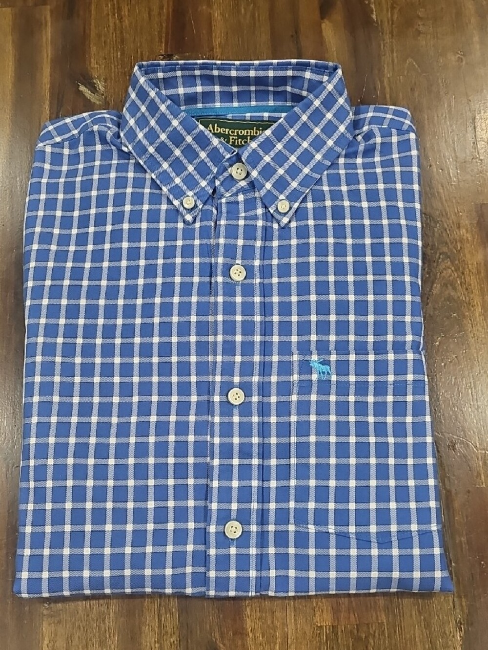 Vintage 90's/Y2K Abercrombie & Fitch Men's Blue Check Button-Down Shirt